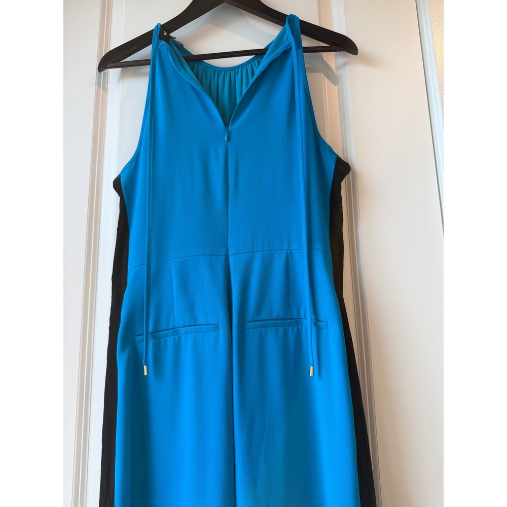 ME+EM Colorblock Halter Wide Leg Jumpsuit Minimalist Women Sz 6 Blue Black Chic - Picture 9 of 9